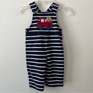Boys Florence Eiseman Soft Overalls 12m Blue Stripes Football Truck